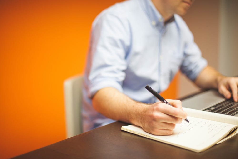 taking notes during webinar